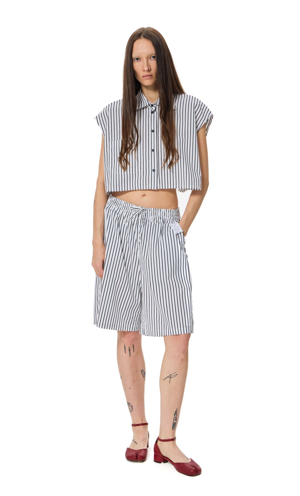 Рубашка Kraizy Stripes короткая без рукава белая