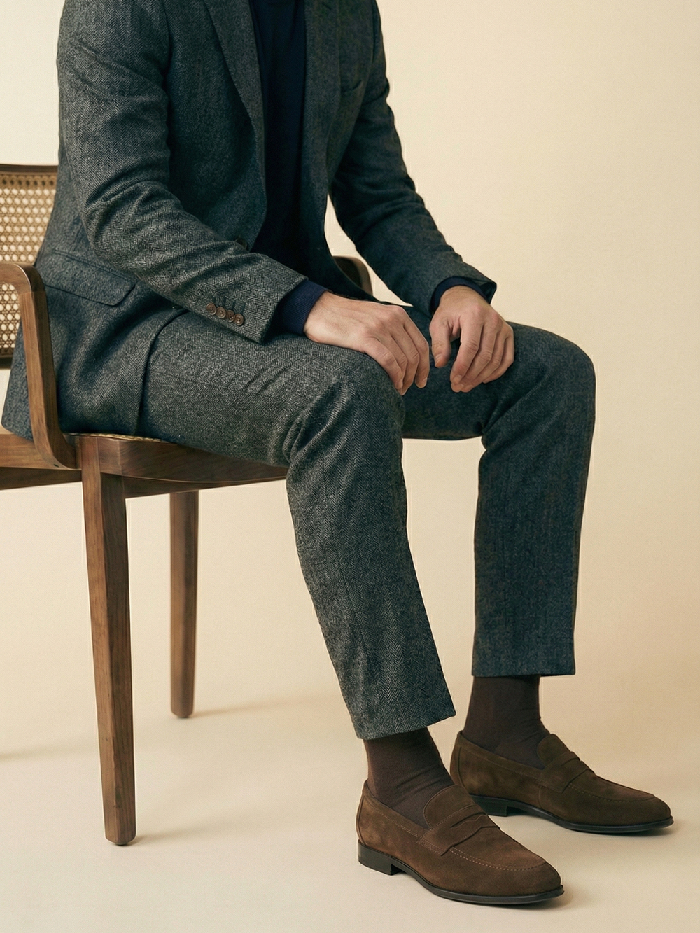 Носки высокие мужские, набор 3 пары, коричневый