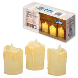 ULD-F062 WW CANDLE SET3 Фигура светодиодная Свеча на батарейках LR44 в-к. в составе набора из 3 штук. 1 светодиод. Теплый белый свет. TM Uniel