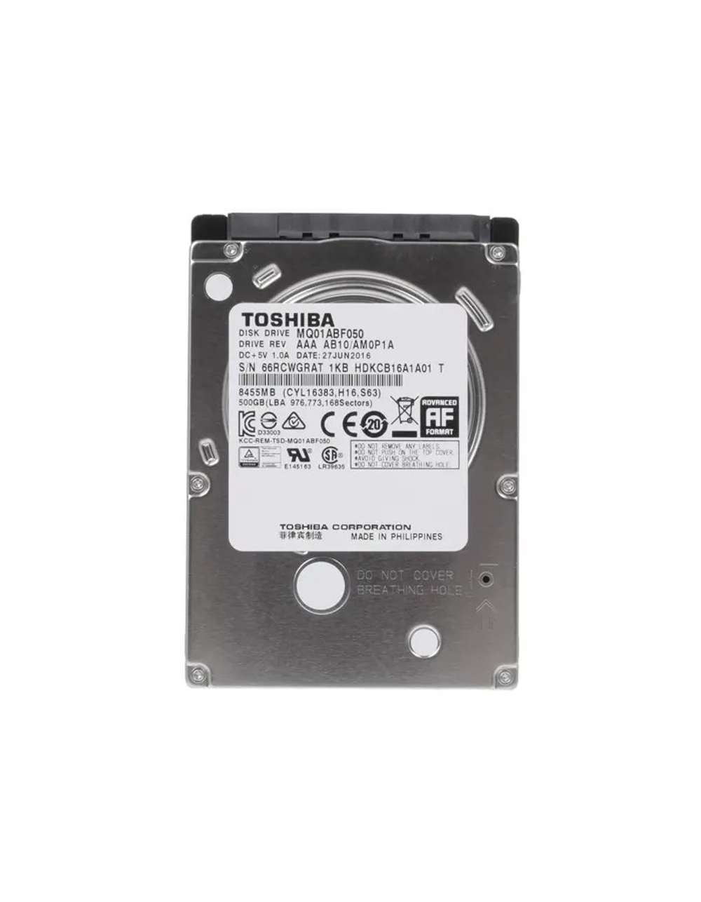 HDD жесткий диск 500Gb Toshiba (MQ01ABF050) (Serial ATA III, 5400 rpm, 8Mb buffer, 7mm)