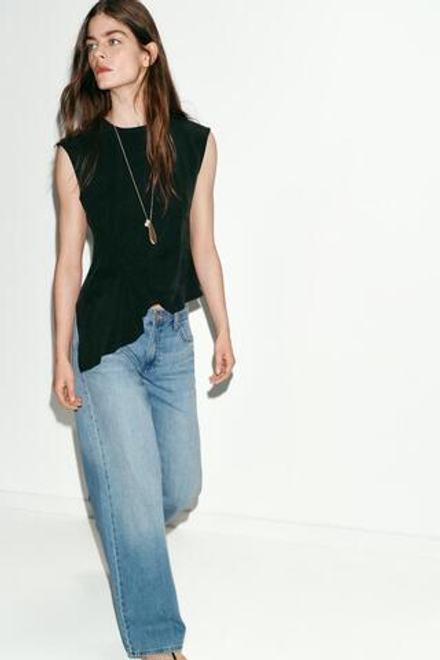 ZARA ТОП БЕЗ РУКАВОВ СО СБОРКАМИ, ЧЕРНЫЙ