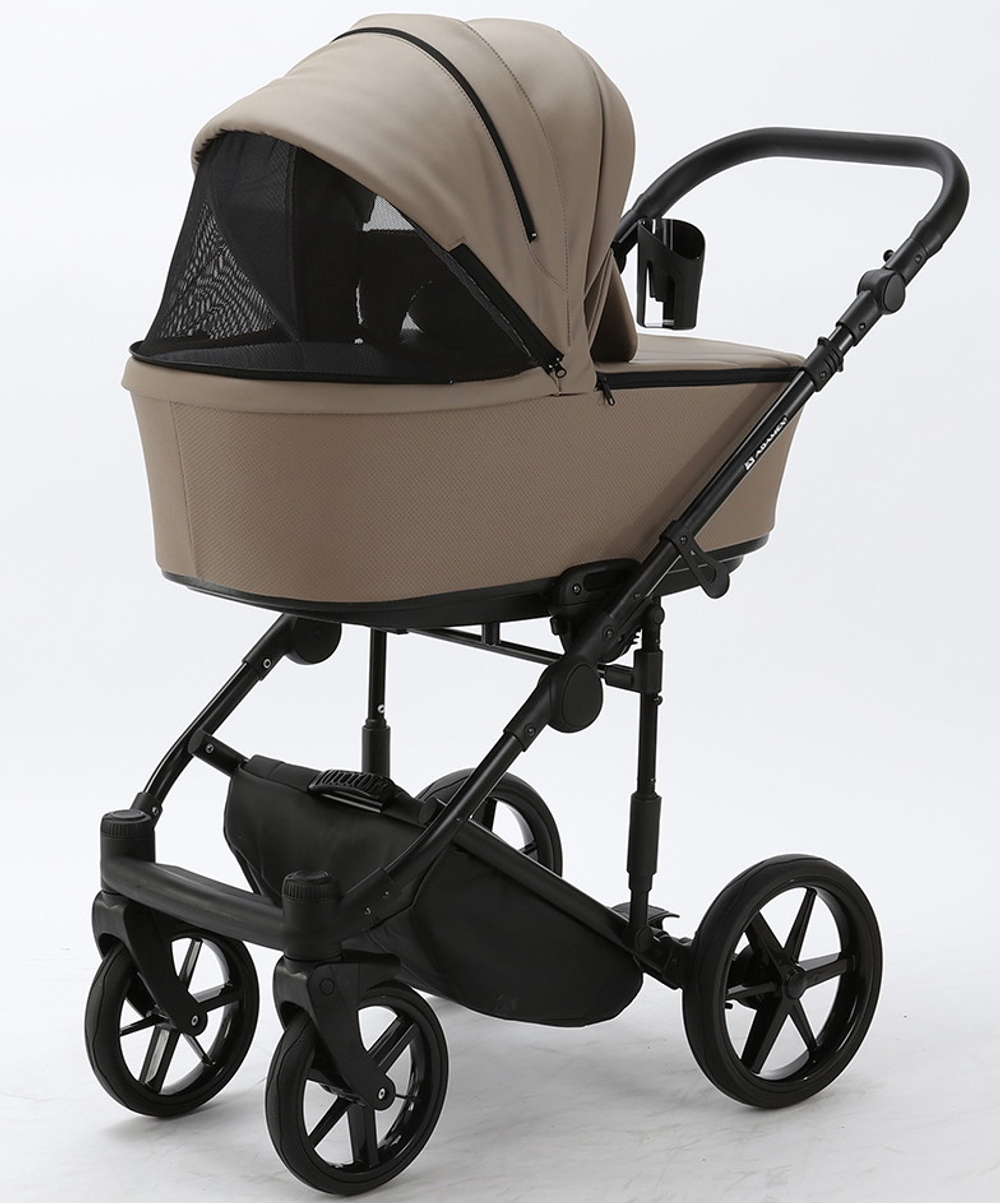 Детская коляска Adamex Zico Deluxe 2 в 1 Z-SA09 ТЕМНО-БЕЖЕВАЯ КОЖА