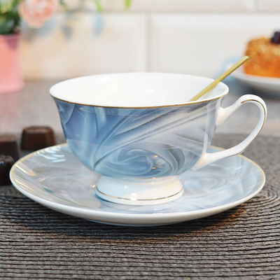 Чайная пара 220мл с ложкой "Поэзия" синяя