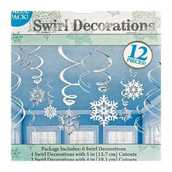 Спирали Снежинки белые,серебряные, 30 шт
