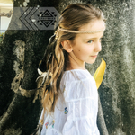 Повязка на голову с перьями (беж, светлые бусины)