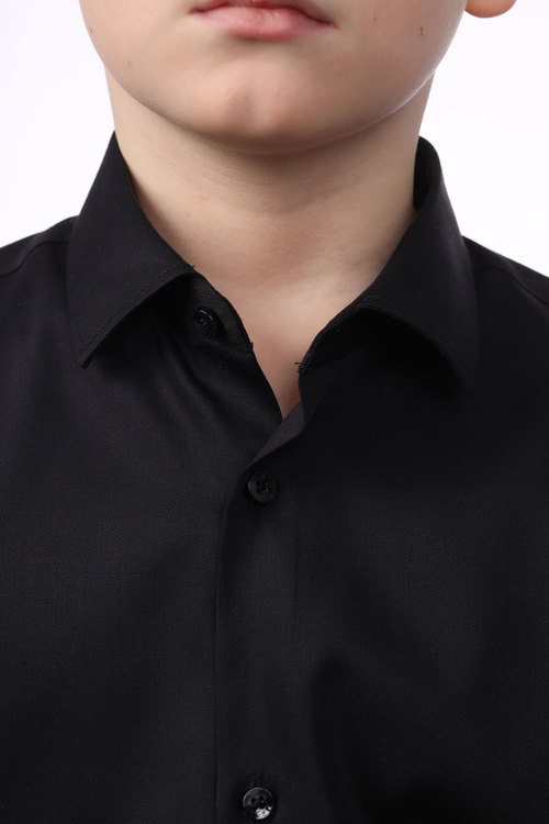 Сорочка подростковая VESTER длинный рукав, цвет черный, бамбук/пэ/эл