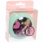 Расческа массажная складная с зеркалом, круглая «Monaco - Love», микс 4 цвета, 7 см (коробка PVC)