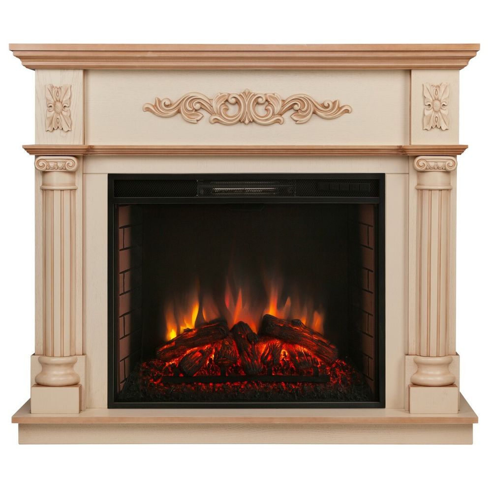 Электрокамин RealFlame Silvia 26 WT белый дуб с бронзовой патиной с очагом Epsilon 26 S IR