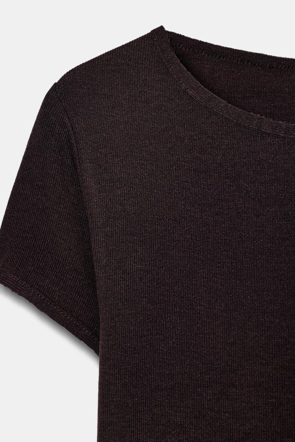 ZARA ДЛИННОЕ ПЛАТЬЕ С КОРОТКИМИ РУКАВАМИ, КОРИЧНЕВЫЙ