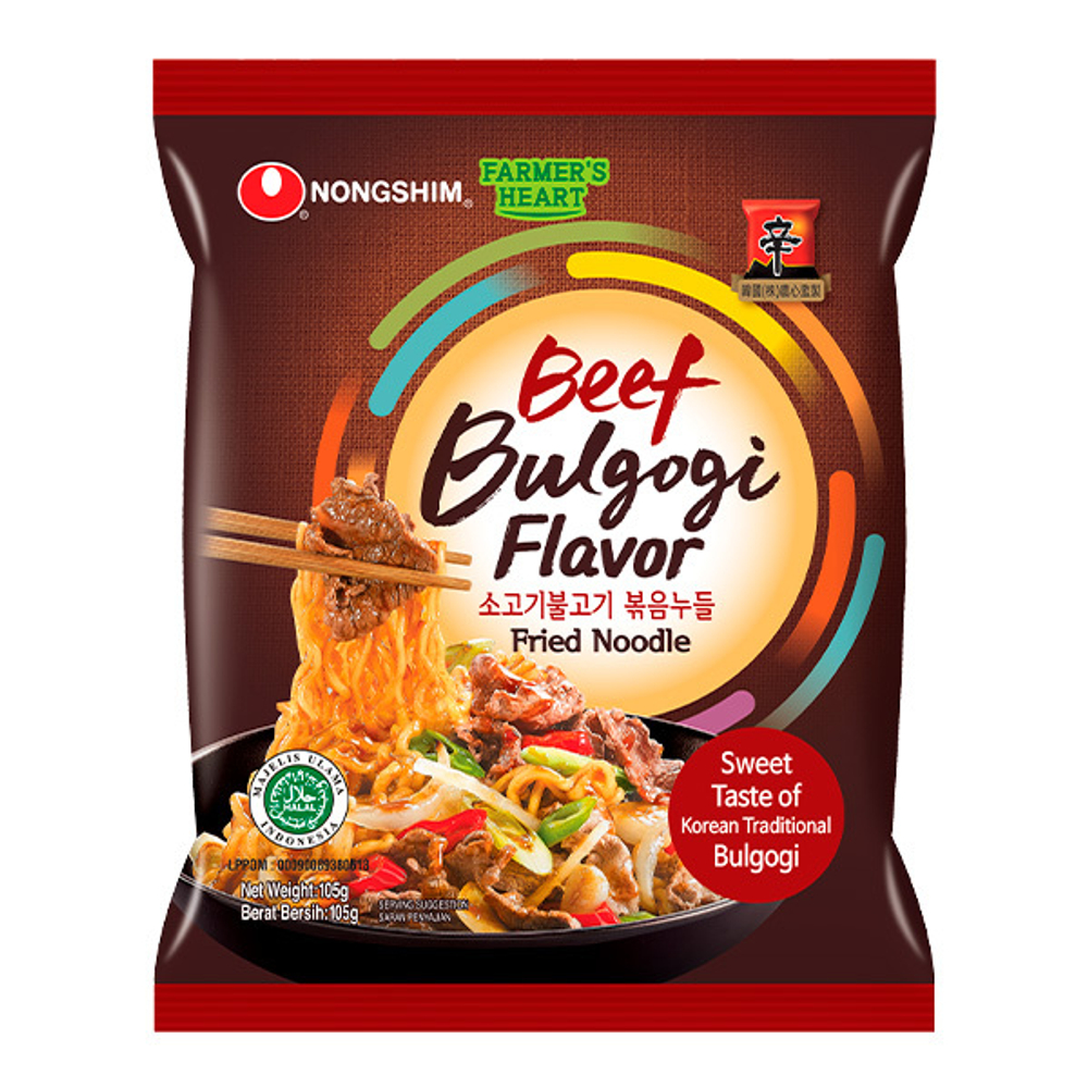 Лапша быстрого приготовления Bulgogi Beef Flavor с говядиной "Nongshim", пачка 105 г