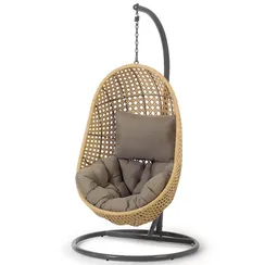 Подвесное кресло Cira с темно-серым основанием с натуральной отделкой