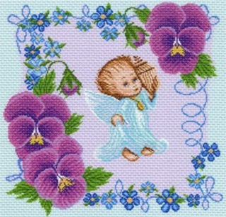 "Ангел и виола"-0962 канва с рисунком