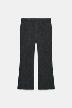 ZARA УКОРОЧЕННЫЕ РАСКЛЕШЕННЫЕ БРЮКИ ZW COLLECTION, ТЕМНО-СЕРЫЙ