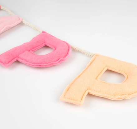 Гирлянда из фетра розовая "Happy Birthday" 2 м