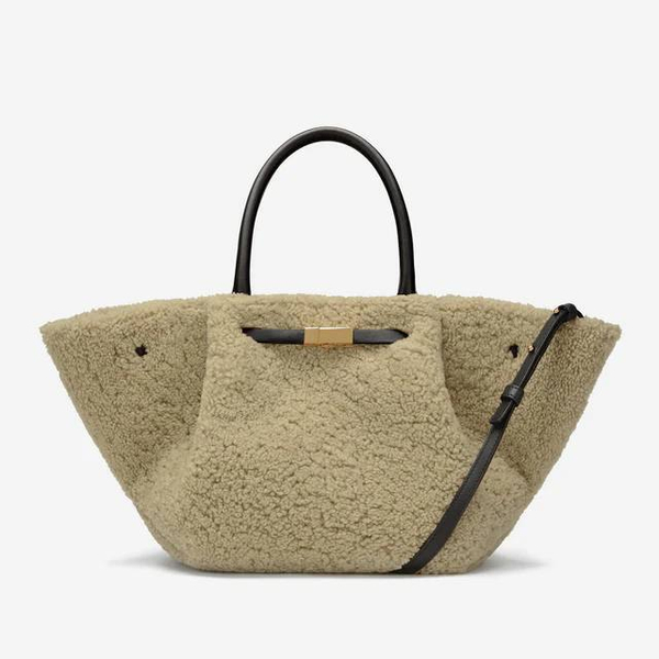 Сумка DeMellier The Midi New York Beige Shearling & Black Smooth