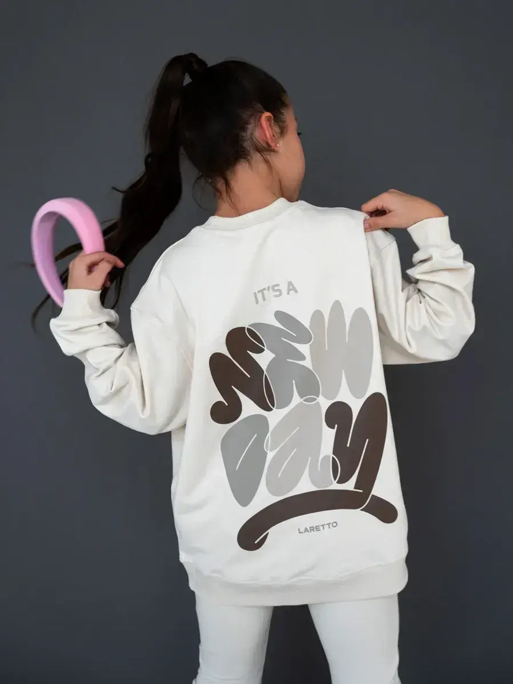 Костюм для девочки, свитшот и леггинсы, бежевый