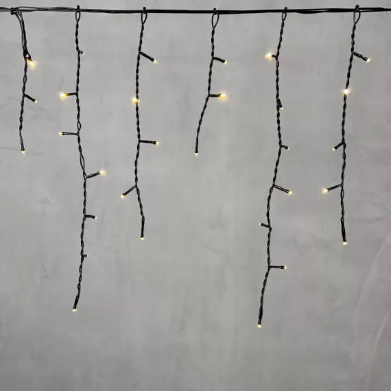 Гирлянда Бахрома 3,1*0,5 м., 24В., 150 тепло-белых LED ламп, провод черный ПВХ, IP54, LTC (PIL150-11-1WW)