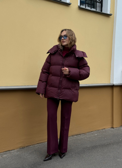 Пуховик Рокет миди свекольный