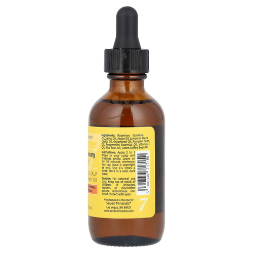 Seven Minerals, Масло для ухода за волосами и кожей головы с розмарином и мятой, с рисовым протеином и кофеином, 60 мл (2 жидк. унц.)