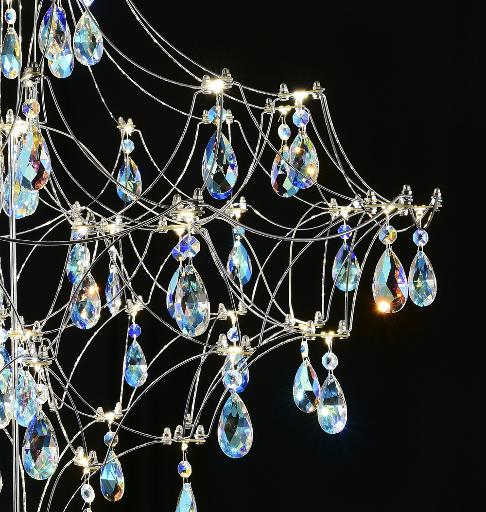 Подвесная люстра светодиодная с пультом и хрустальными подвесками K9 MyFar Allegria MR2641-66P-50СD