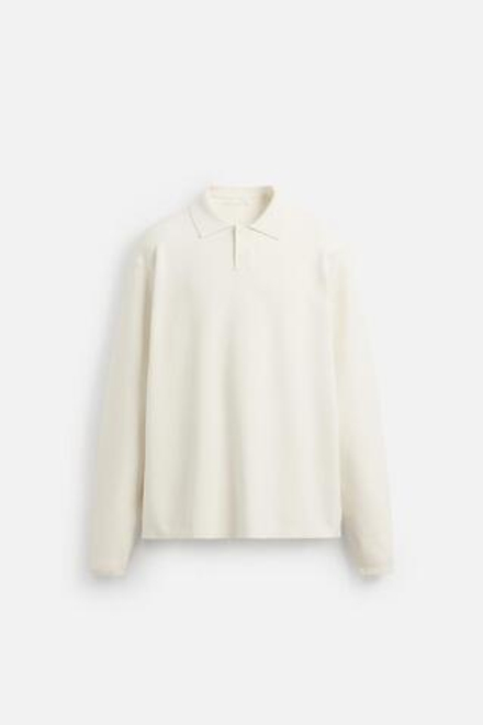 ZARA МЯГКОЕ ТРИКОТАЖНОЕ ПОЛО, ЖЕЛТОВАТО-БЕЛЫЙ