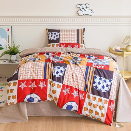 Комплект постельного белья на резинке Сатин Люкс KIDS 100% хлопок CDKR091, 1.5 спальный, простыня 140x200, наволочка 50x70