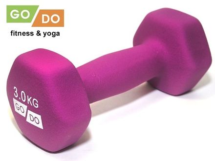 Гантель GO DO в виниловой матовой неопреновой оболочке. Вес 3 кг.  (Фиолетовый)