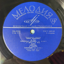Винтажная виниловая пластинка LP Ефрем Цимбалист Выдающиеся Скрипачи 10 дюймов (СССР 1969)