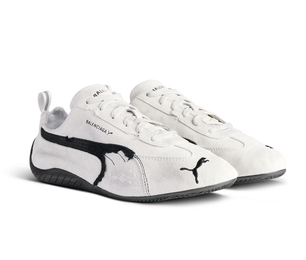 Кроссовки Speedcat Balenciaga x PUMA из состаренной замши белого цвета