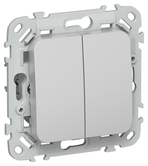 FLITE Выключатель 2-клавишный кнопочный 10А ВС12-2-0-ФлА алюминий IEK