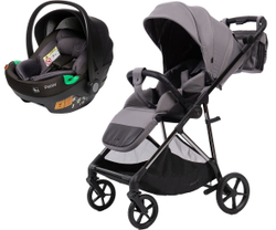 Прогулочная коляска Peppy Amici с автокреслом First Black Grey рама Black Chrome