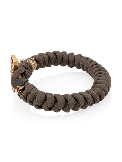 Браслет из оливкового паракорда с шармом Молот тора Мьельнир и медведем из бронзы, вид сбоку