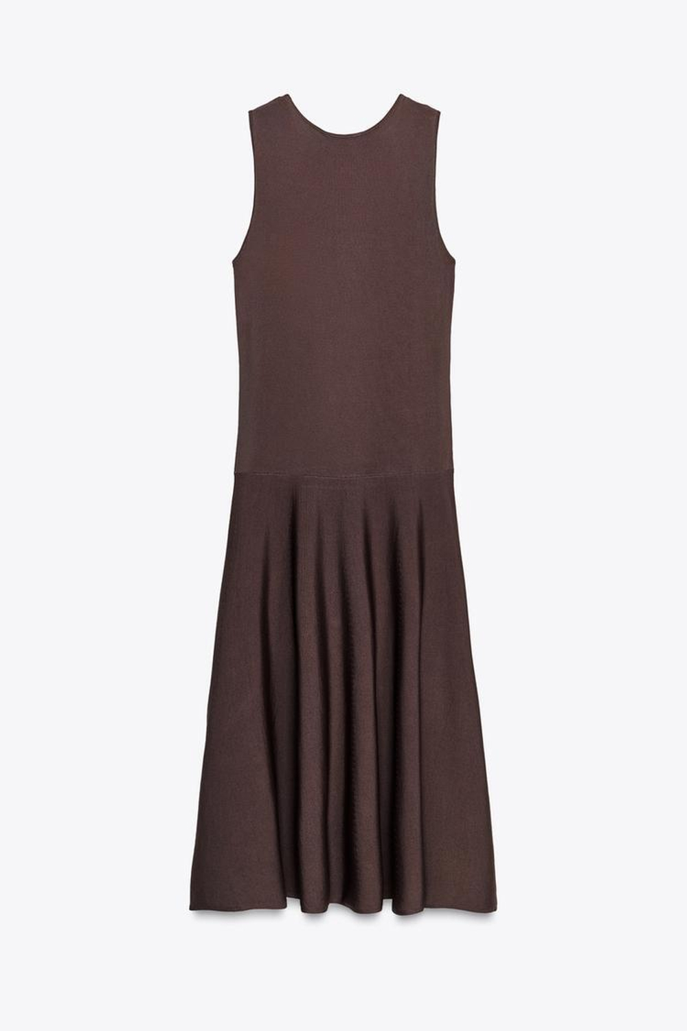 ZARA ТРИКОТАЖНОЕ ПЛАТЬЕ МИДИ, ТЕМНО-БАКЛАЖАНОВЫЙ