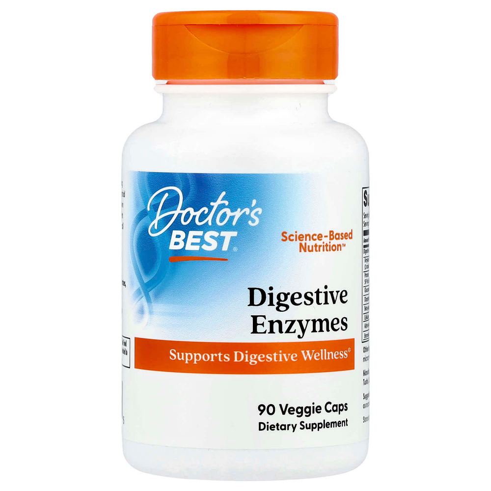 Doctor's Best, пищеварительные ферменты, 90 вегетарианских капсул