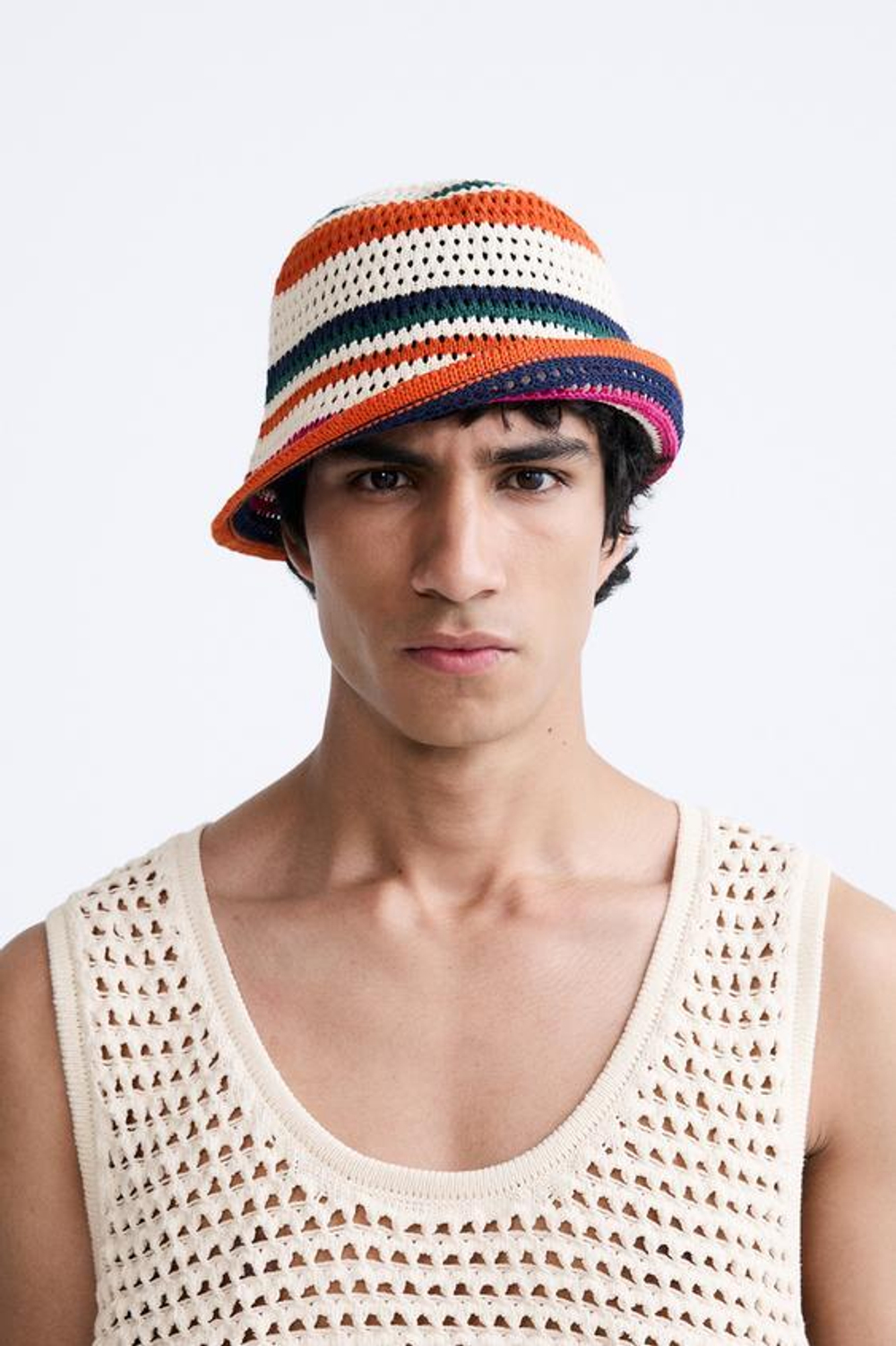 ZARA ШЛЯПА ИЗ КРУЖЕВА КРОШЕ, РАЗНОЦВЕТНЫЙ