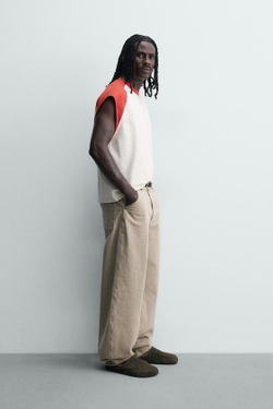 ZARA БРЮКИ RELAXED FIT КАРГО, СВЕТЛО-ПЕСОЧНЫЙ