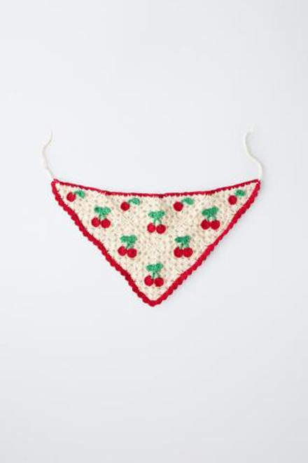 ZARA ТРИКОТАЖНЫЙ ПЛАТОК ИЗ КРУЖЕВА КРОШЕ, ПЕСОЧНЫЙ