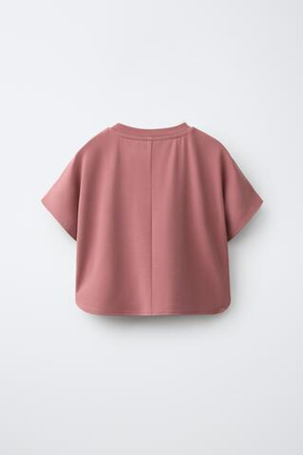 ZARA СПОРТИВНАЯ ФУТБОЛКА СВОБОДНОГО КРОЯ, ПУДРОВО-РОЗОВЫЙ