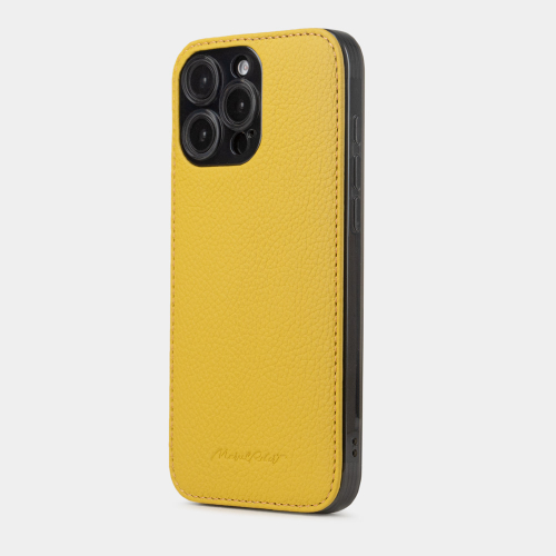 Чехол-накладка кожаная для iPhone 16 Pro Max, теленок желтого цвета