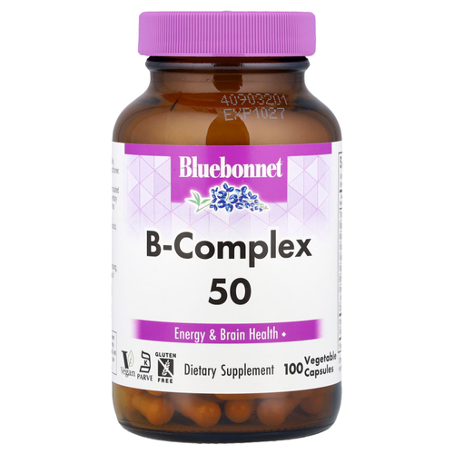 Bluebonnet Nutrition, B-Complex 50, витамины группы B, 100 вегетарианских капсул