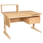 Растущая парта СУТ 25 с задними полками СУТ.15.210 и СУТ.15.240 и навесной тумбой (1200×880 мм)