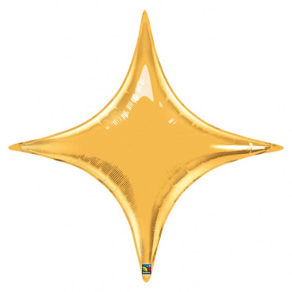 QL Шар звезда 4-х конечная 20" / 50 см фольга (ПОД ВОЗДУХ) золото