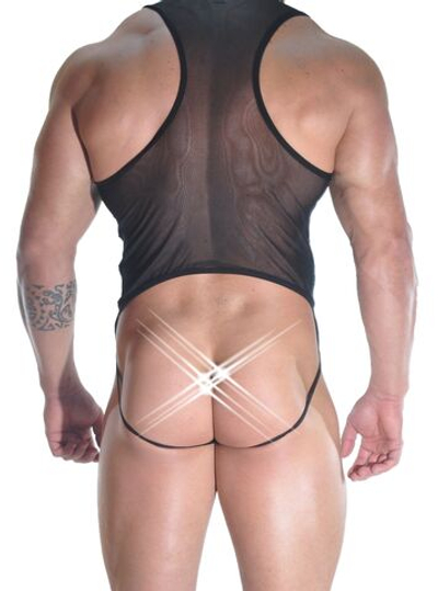 Сексуальное полупрозрачное мужское боди (Размер: S) (Цвет: черный)