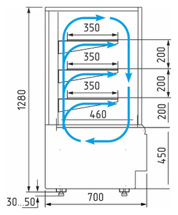 Витрина кондитерская CANARY 900 гнутое стекло