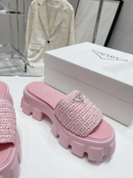 Prada Crochet Platform Slides