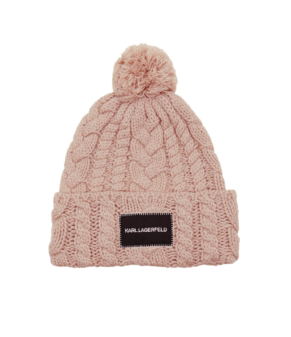 Хлопковая шапка k/essential cable knit Karl Lagerfeld - бежевый(236W3410)