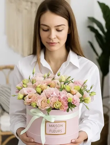 Композиция "Pink beauty" в коробке "Maison des fleurs"