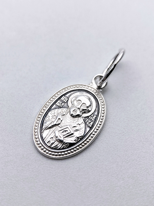 Образок из серебра/Чернение/С подвижным ухом/Николай