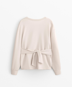 Oysho Толстовка мягкая на ощупь с завязкой на талии, серо-бежевый