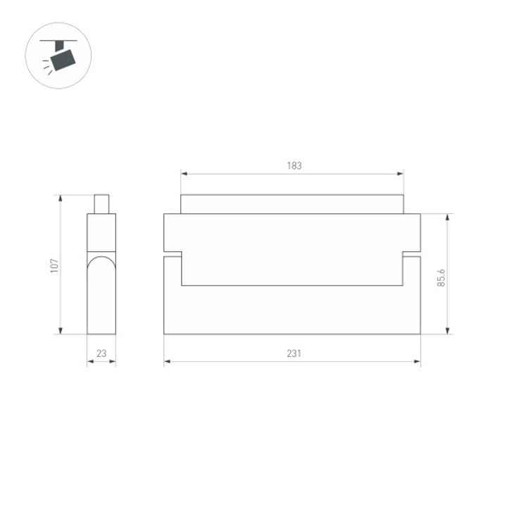 Трековый светодиодный светильник Arlight Mag-Orient-Flat-Fold-S230-12W Warm3000 035858